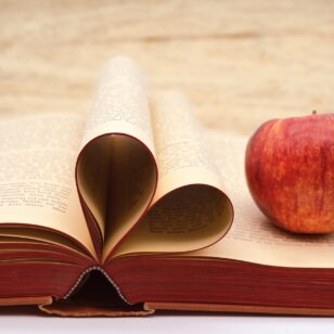 Buch und Apfel